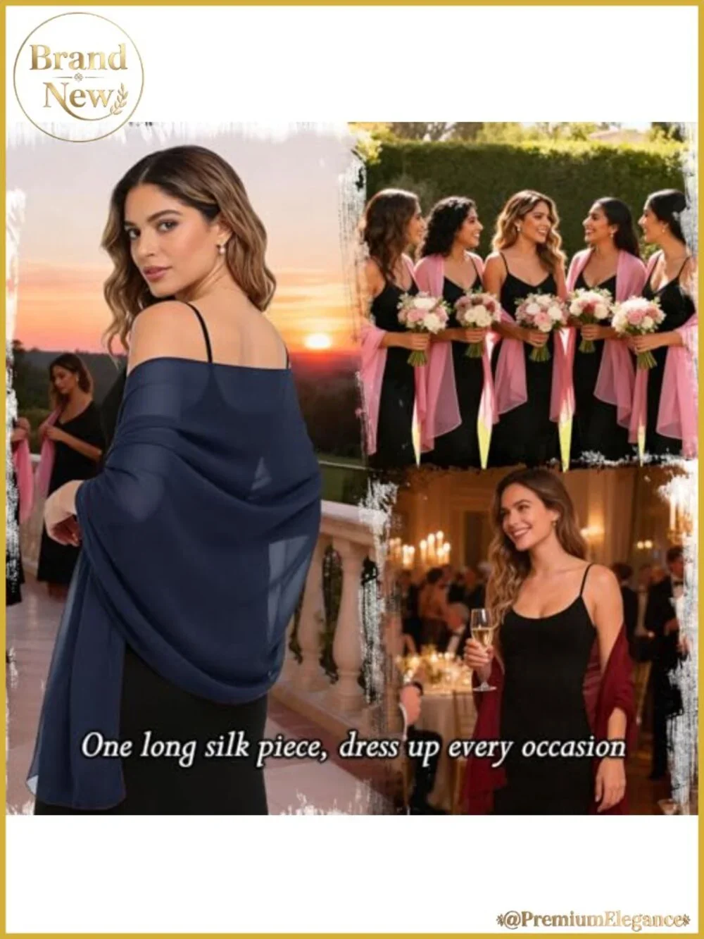 Chiffon Shawl Wrap Evening Dress Wedding Women 100% Polyester